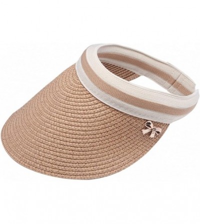 Sun Hats Women Shade Cap Empty Top Chapeau Sunscreen Hat Beach Hats Sun Visor Caps - Brown - CU17YHCRR52