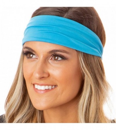 Headbands Xflex Basic Adjustable & Stretchy Wide Softball Headbands for Women Girls & Teens - Lightweight Basic Blue - CL17YN...