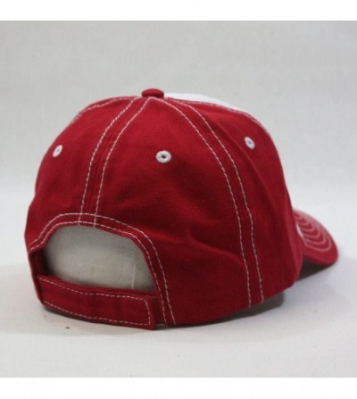 Baseball Caps Vintage Washed Cotton Adjustable Dad Hat Baseball Cap - Red/White/Red - C2192W44N4R