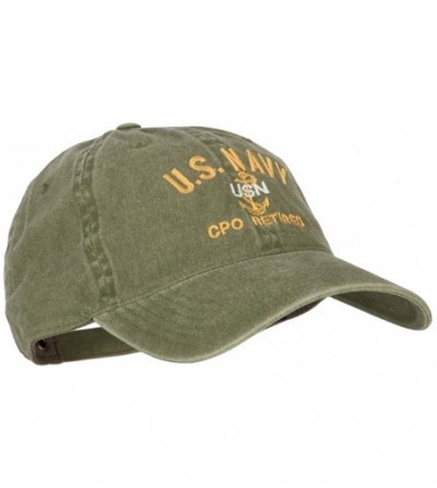 Baseball Caps US Navy CPO Retired Military Embroidered Washed Cotton Twill Cap - Olive - CH18QW54L2W