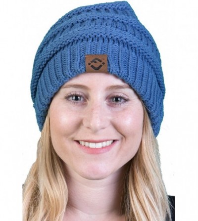Skullies & Beanies FJ Knit Cap Women's/Men's Winter Hat Soft Slightly Slouchy Beanie - Dark Denim - CP12MCQ7CW5