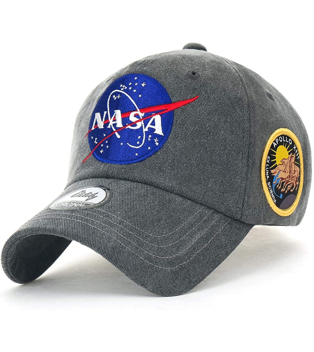 Baseball Caps NASA Meatball Logo Embroidery Baseball Cap Apollo 13 Patch Trucker Hat - Dark Grey - CH18CC9O9US