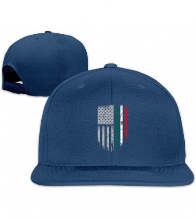 Baseball Caps Mexican American Flag Flat Bill Adjustable Men Trucker Hat Baseball Caps - Navy - C7199CSNYLW
