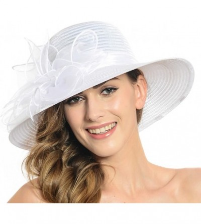 Sun Hats Lightweight Kentucky Derby Church Dress Wedding Hat S052 - White - CV11WLHV0LF