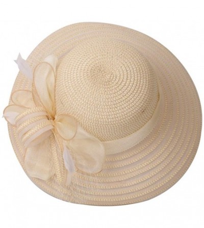 Sun Hats Womens Elegant Spring Summer Seaside Brim Sun Hat - 2-beige - CS18OWNSMKY