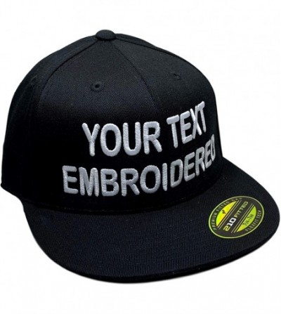 Baseball Caps Custom Flexfit 210 Personalize Hat Add Your Own Text Embroidered Fitted Flatbill - Black - CB1886Y3EYC