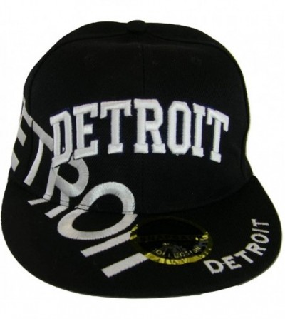 Baseball Caps Detroit Large Script Men's Adjustable Snapback Baseball Caps - Black/Black - CE17YICGSR6