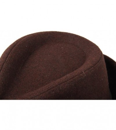 Fedoras Men's Formal Triby Fedora Hat Caps with Belts - Brown - CA11AAOW69J