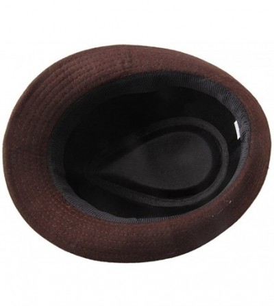 Fedoras Men's Formal Triby Fedora Hat Caps with Belts - Brown - CA11AAOW69J