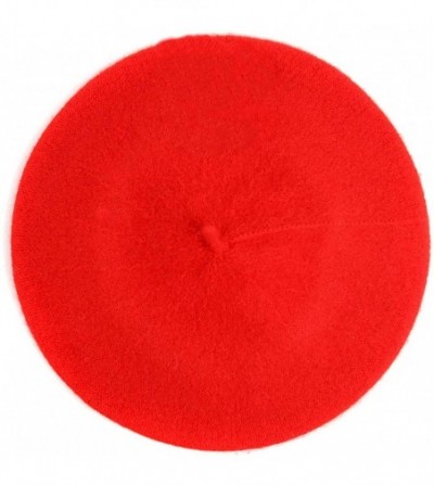 Berets Women's Ladies Solid Colored Classic French Wool Blend Beret Hat Cap - Red - CJ187GETS9K