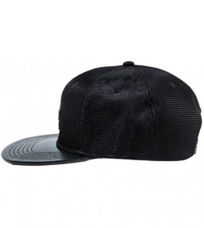Baseball Caps CLSY Lux Mesh and Leather Snapback Hat Black - Black - CQ12BWC2A5N