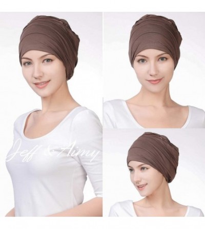 Skullies & Beanies Headwrap Head Scarf Chemo Beanie Hat Slouchy Cancer Turban Sleeping Hat - 99047coffee - CL18Y8NTWIU