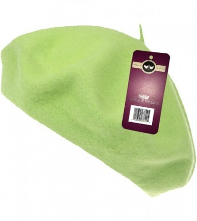 Berets Winter 100% Wool Warm French Art Basque Beret Tam Beanie Hat Cap - Lime Green - CF12MXRK7Y7