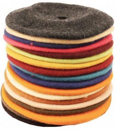 Berets Winter 100% Wool Warm French Art Basque Beret Tam Beanie Hat Cap - Lime Green - CF12MXRK7Y7