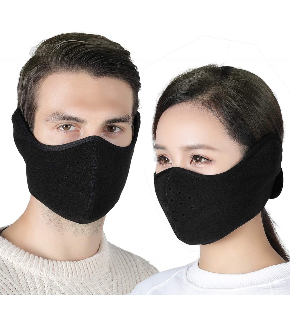 Balaclavas Earflap Half Face Cover Cycling Outdoor Activity Black 2 Pack - CP12NBYF1PI