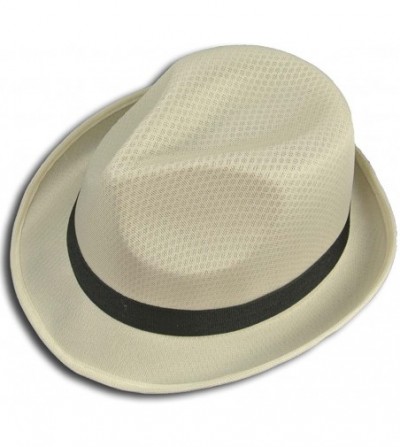 Sun Hats Fedora Hat Fashion Unisex Trilby Cap Summer Beach Sun Straw Panama - Off-white - CA11KYTFOM3