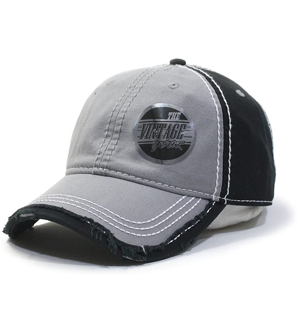 Baseball Caps Washed Cotton Distressed with Heavy Stitching Adjustable Baseball Cap - Gray/Gray/Black - CM18K34SE8W