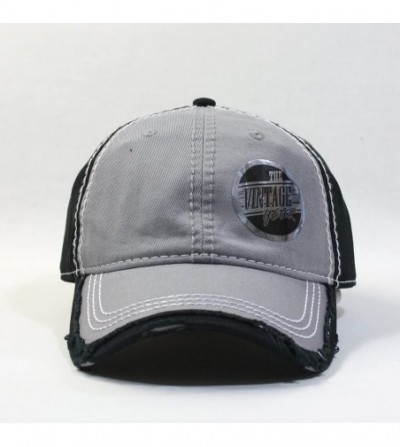 Baseball Caps Washed Cotton Distressed with Heavy Stitching Adjustable Baseball Cap - Gray/Gray/Black - CM18K34SE8W