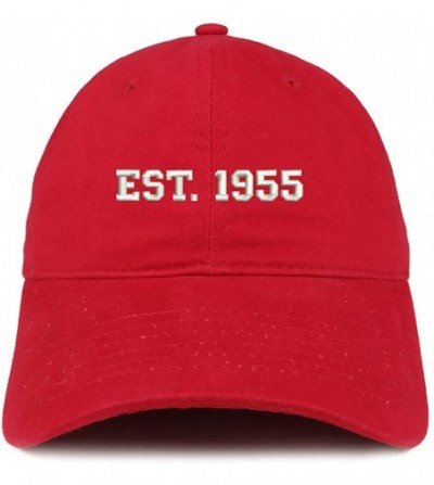 Baseball Caps EST 1955 Embroidered - 65th Birthday Gift Soft Cotton Baseball Cap - Red - C218322TG2R