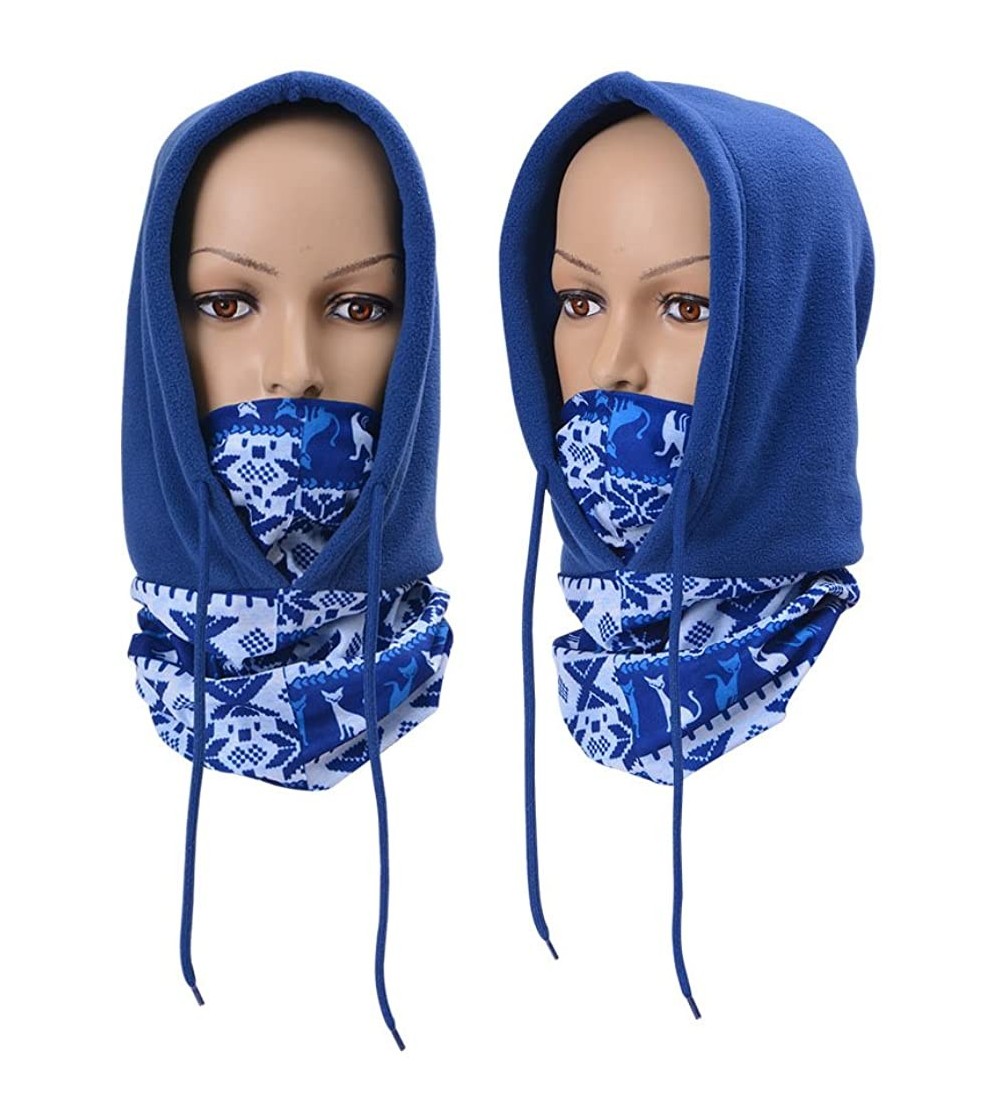 Balaclavas Face Cover Double Layers and Microfiber Polyester Balaclava Full Face Mask FM03 - Blue - CR186M6GK5N
