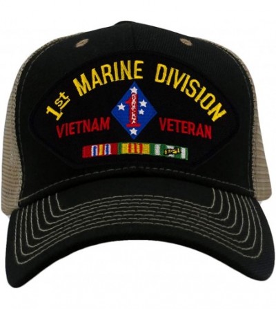 Baseball Caps USMC - 1st Marine Division - Vietnam Hat/Ballcap Adjustable One Size Fits Most - Mesh-back Black & Tan - C818RZ...
