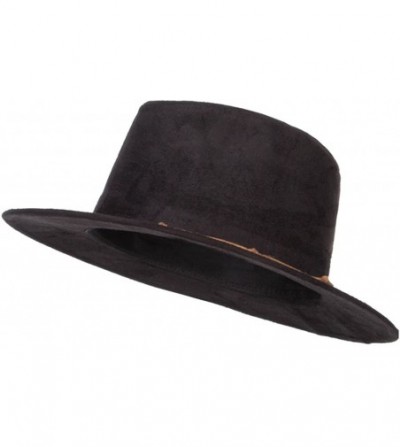 Fedoras Women's Leatherette Tie Suede Panama Hat - Black - CQ12LJZ9EYT