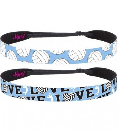 Headbands Cute Adjustable No Slip I Love Volleyball Headbands for Girls & Women - Volleyball Light Blue 2pk - CM188G5W55M