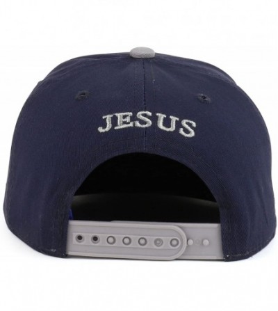 Baseball Caps in God We Trust Text Rubber Patched Flatbill Snapback Cap - Navy Light Grey - CJ18D622NSS