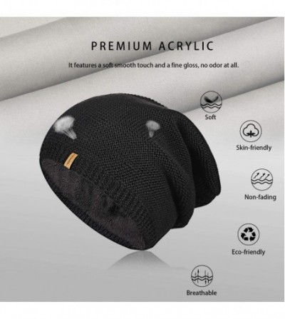 Skullies & Beanies Beanie Hat Winter Warm Knit Hats Cold Weather Skull Cap for Men Women - Slouchy Black - CJ192A49TG4