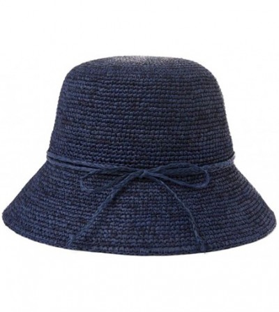 Sun Hats Womens Floppy Straw Sun Hats Summer Beach Accessories Wide Brim Hand-Made - 16023_navy - CL12FVRA1XN