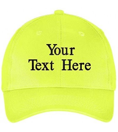 Baseball Caps Custom Embroidered Structured Baseball Cap Add Your Own Text - Neon Yellow - C81953YQUGL