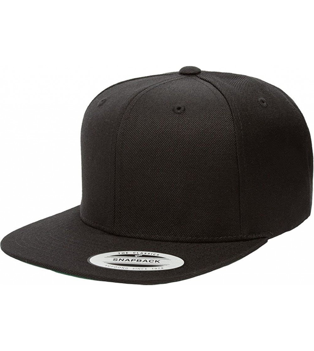 Baseball Caps Classic Wool Snapback with Green Undervisor Yupoong 6089 M/T - Black - C812LC2LAJP