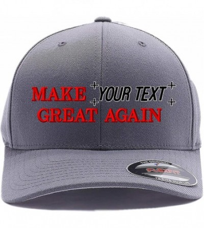 Skullies & Beanies Make Your Text Great Again. Embroidered. 6277 Wooly Combed Twill Flexfit Cap - Grey - CU18K2WQ92I