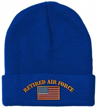 Skullies & Beanies Beanie for Men & Women Retired Air Force Embroidery Acrylic Skull Cap Hat 1 Size - Royal Blue - C618L5T2GO9