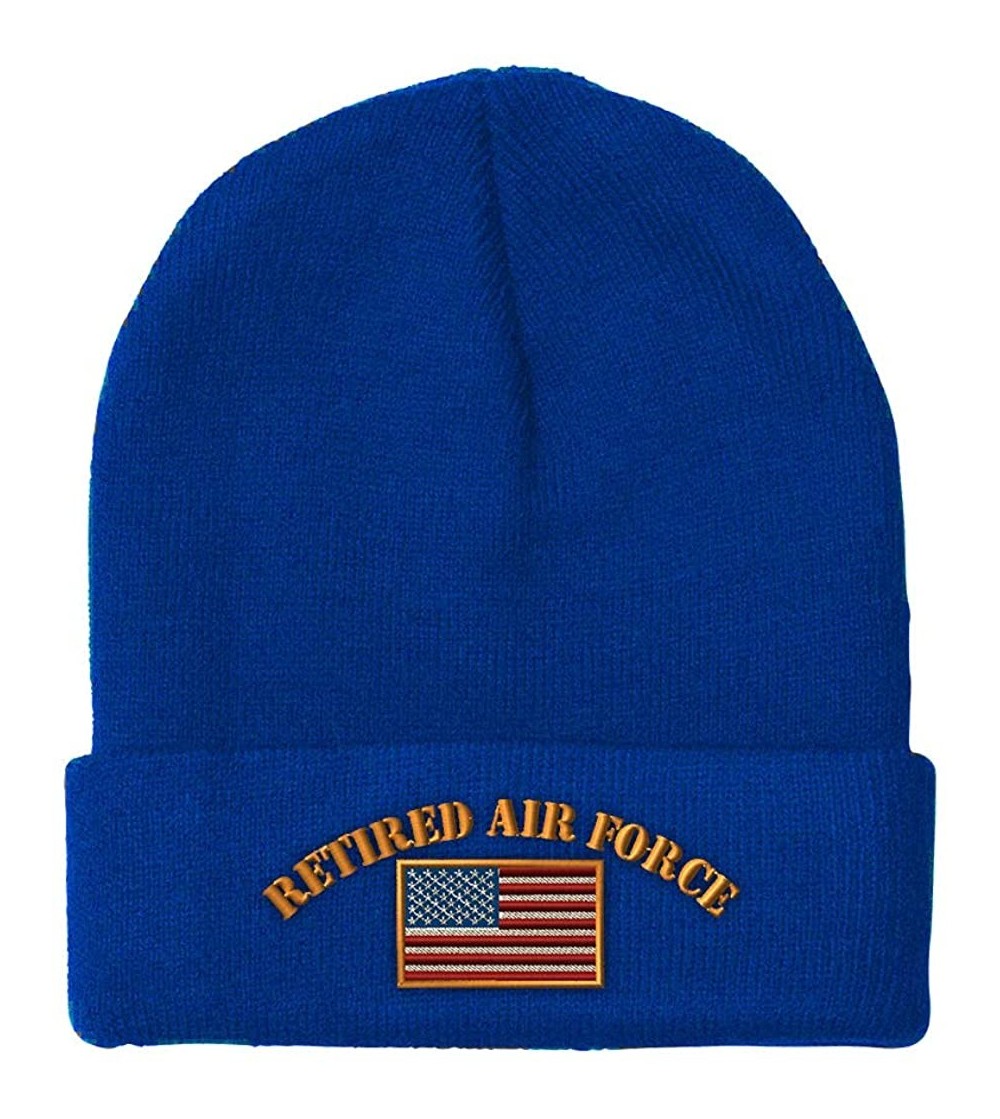 Skullies & Beanies Beanie for Men & Women Retired Air Force Embroidery Acrylic Skull Cap Hat 1 Size - Royal Blue - C618L5T2GO9