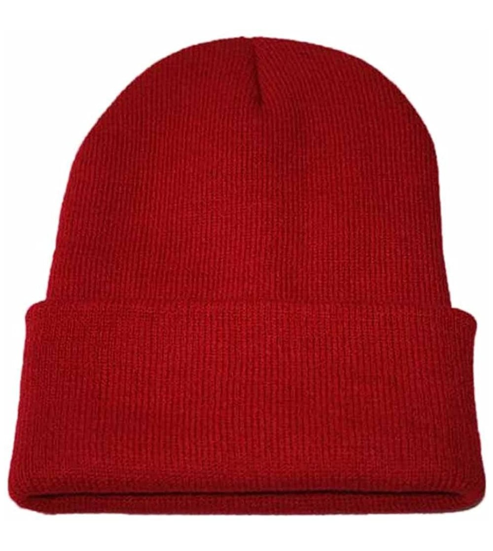 Skullies & Beanies Unisex Knit Beanie Hat Skull Cap Knitting Hat Beanie Caps Winter Warm Hat Cuffed Plain Skull Knit Hat Cap ...