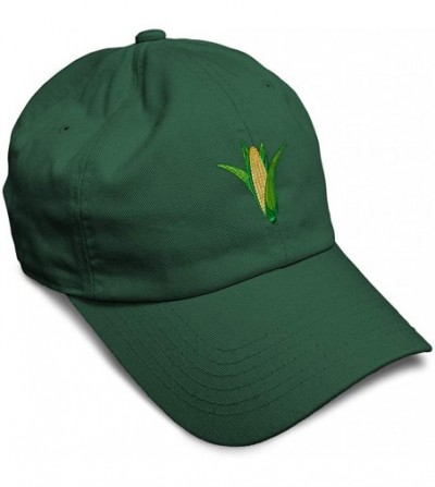Baseball Caps Custom Soft Baseball Cap Ear of Corn Embroidery Dad Hats for Men & Women - Forest Green - CD18SHIT8AE