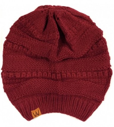 Skullies & Beanies Winter Thick Knit Slouchy Beanie (Set of 2) - Brown Beaver and Burgundy - CL12KOKJOYF