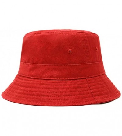 Bucket Hats Cotton Bucket Hats Unisex Wide Brim Outdoor Summer Cap Hiking Beach Sports - Red1 - C818HEW0DYH