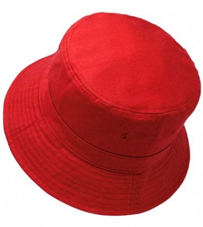 Bucket Hats Cotton Bucket Hats Unisex Wide Brim Outdoor Summer Cap Hiking Beach Sports - Red1 - C818HEW0DYH