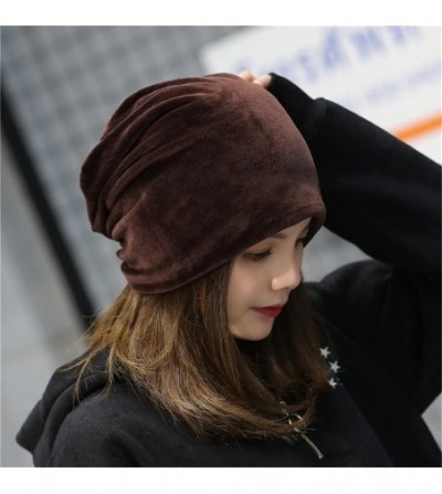 Skullies & Beanies Women Slouchy Beanie Mix Knit Skully Ski Cap Warm Winte Soft Hats - Brown - CL1868KX3CU