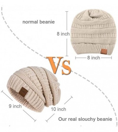 Skullies & Beanies Slouchy Beanie Hat for Women- Winter Warm Knit Oversized Chunky Thick Soft Ski Cap - Dark Gray+soft Gray+w...