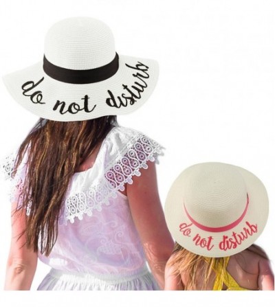 Sun Hats Womens Mommy and Me Girls Sayings Summer Beach Pool Floppy Dress Sun Hat - Do Not Disturb- White - CN18ELHRM7Z