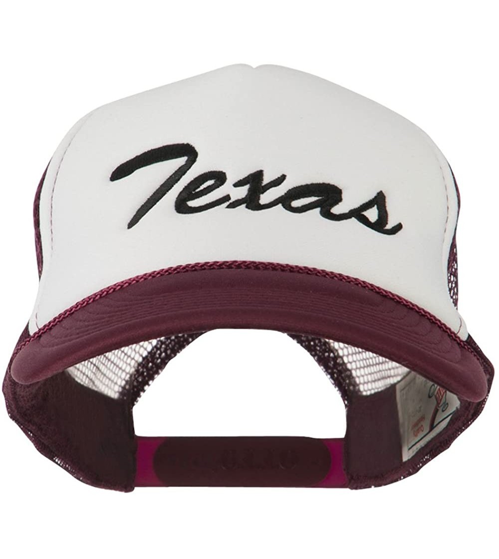 Baseball Caps Mid States Texas Embroidered Foam Mesh Back Cap - Maroon White - C411M6KGA6V