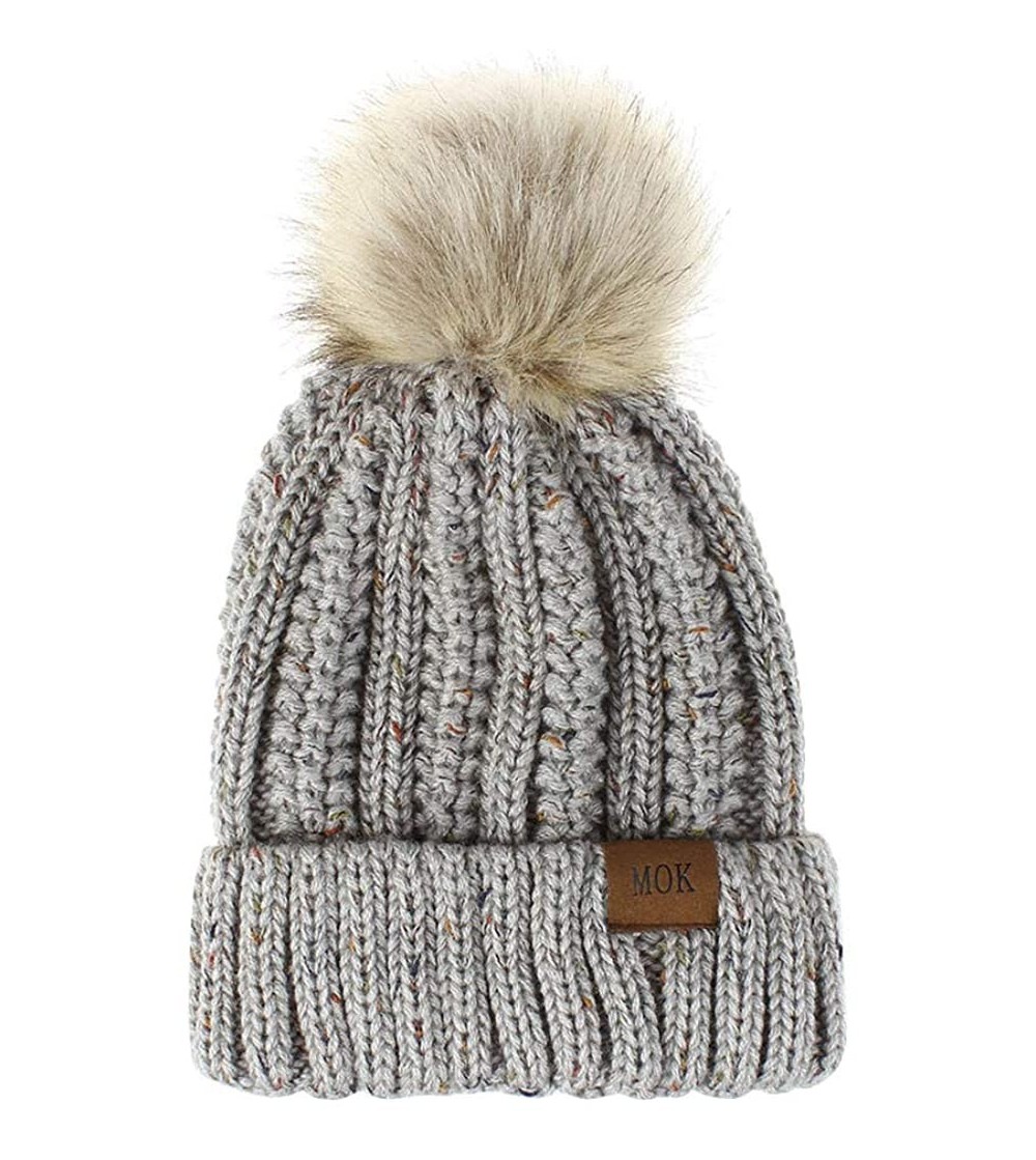 Skullies & Beanies New Women Keep Warm Winter Casual Knitted Hat Wool Hemming Hat Ski Hat - Gray1 - C71932L490W