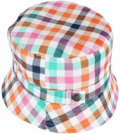 Bucket Hats Women's Rainbow Gingham Rain Bucket Hat - Multi - CR18RGT89OL