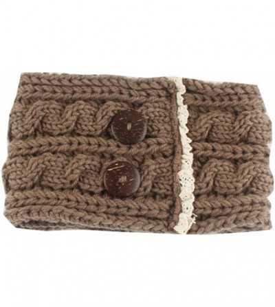 Cold Weather Headbands Winter Warm Women Crochet Knitted Braided Knit Wool Hat Cap Headband Hair Band - Khaki - CY187KH2XHL
