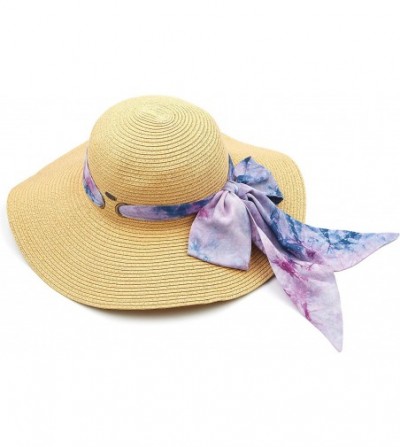 Sun Hats Pull Through Sash Scarf Eyelets Straw Hat Floppy Foldable Roll up Beach Travel Sun Hat (ST-2026-3017-20) - CE194RTWHRC
