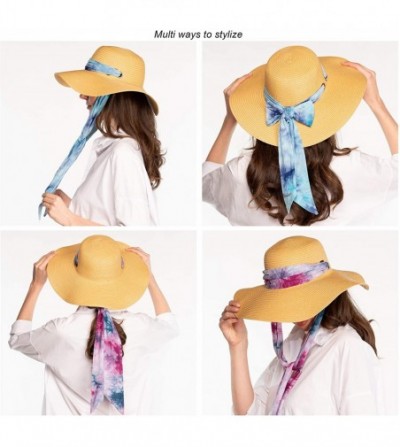 Sun Hats Pull Through Sash Scarf Eyelets Straw Hat Floppy Foldable Roll up Beach Travel Sun Hat (ST-2026-3017-20) - CE194RTWHRC