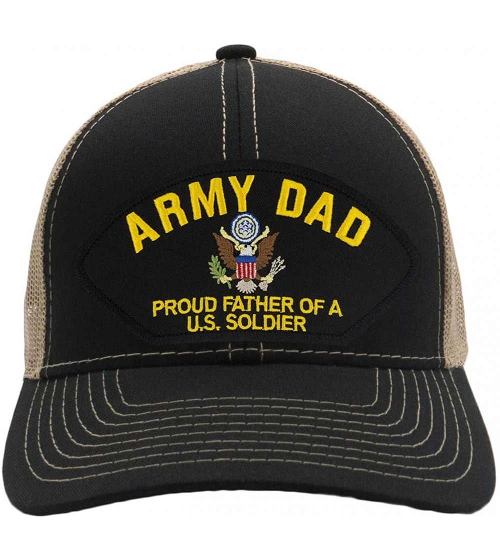 Baseball Caps Army Dad - Proud Father of a US Soldier Hat/Ballcap Adjustable"One Size Fits Most" - Mesh-back Black & Tan - C3...